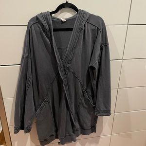 Daily Practice by Anthropologie Dark Gray Hooded Sweater Mini Dress